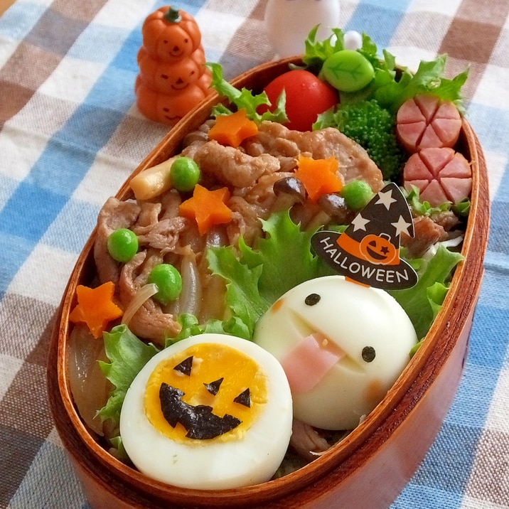 簡単キャラ弁☆たまご1こｄｅ2キャラハロウィン弁当